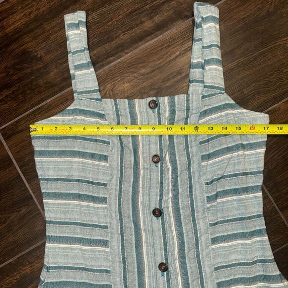 Roxy Striped Button-Front Mini Dress Blue White Cotton Beachwear L - Picture 11 of 14